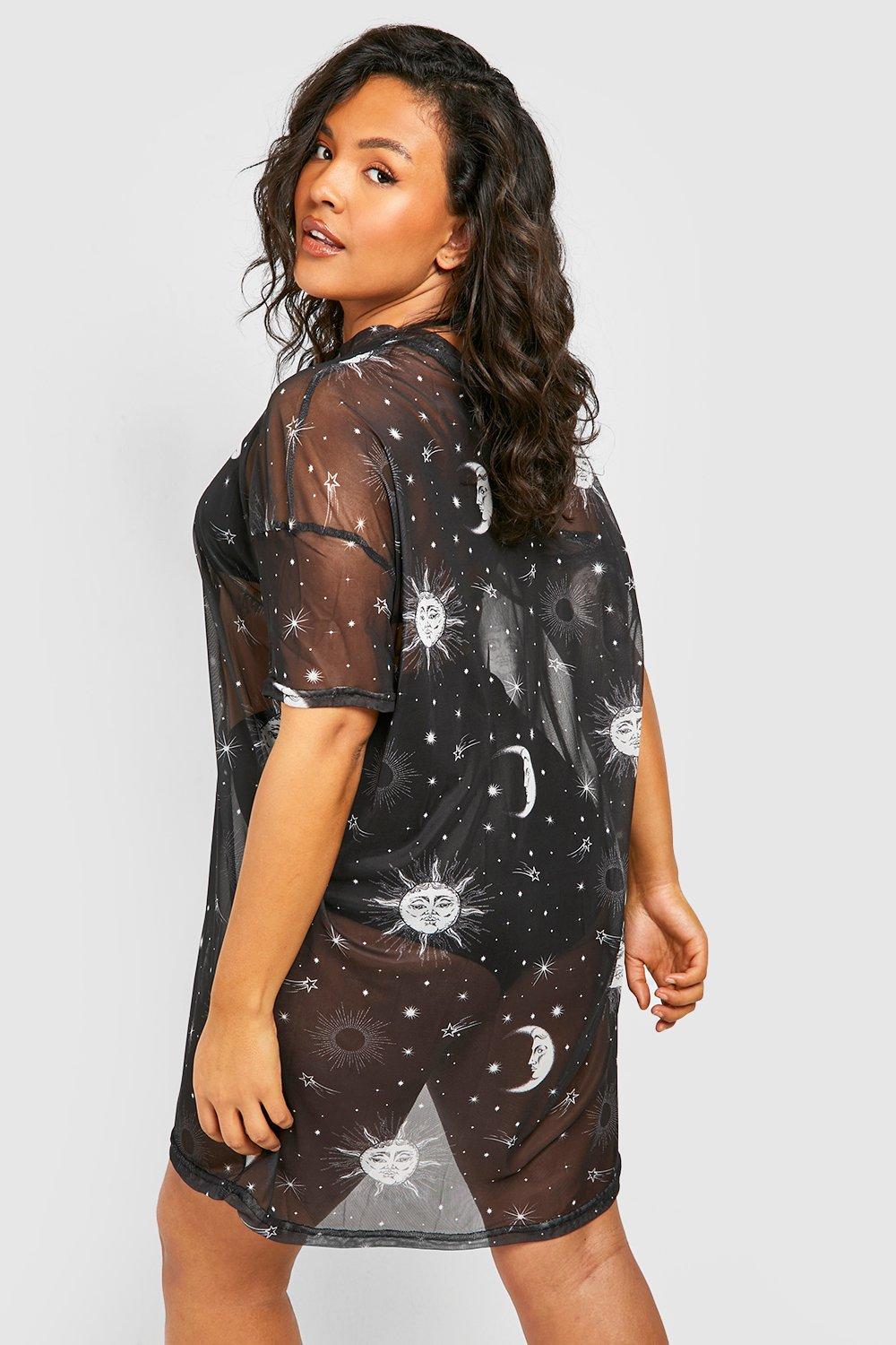 Plus Sun ☀ Moon Mesh T-shirt Dress | boohoo